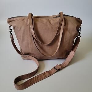 Liebeskind Berlin Tan Slouchy Leather Crossbody Tote Boho Neutral Oversized